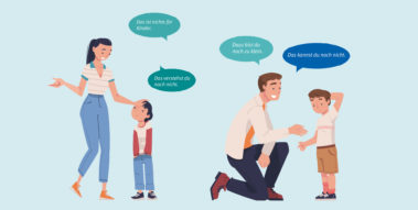 Illustration: Frau/Mann macht Kind Vorhaltungen Illustration: Frau/Mann macht Kind Vorhaltungen