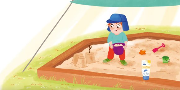 Illustration Kind spielt im Sandkasten