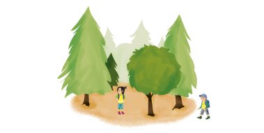 Illustration Kinder im Wald