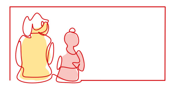 Illustration zweier Personen von hinten