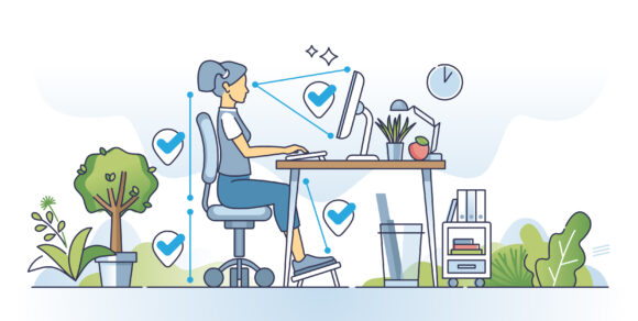 Illustration: Ergonomischer Schreibtischarbeitsplatz