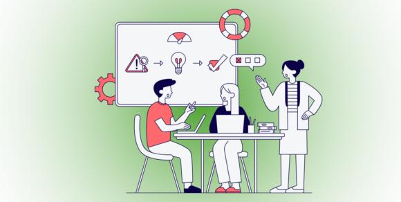 Illu von Menschen, die sich mit Notfallmanagement beschäftigen