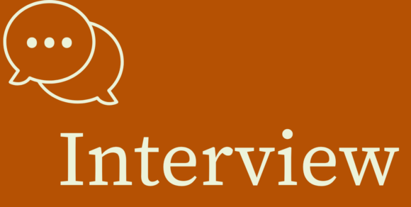 Farbfläche mit Text "Interview"